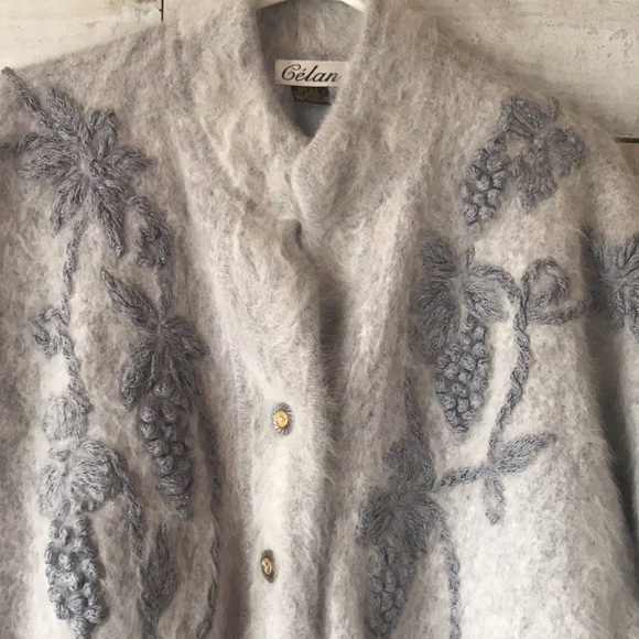 Soft grey metallic cord embroidered cardigan - Picture 9 of 10